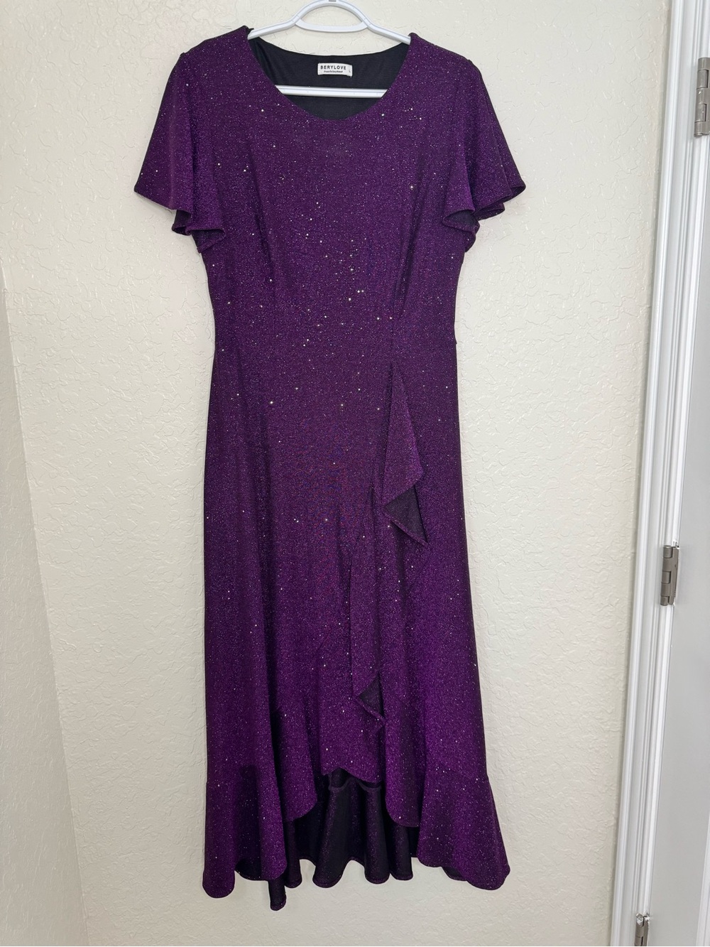 Berylove Purple Glitter Midi Dress